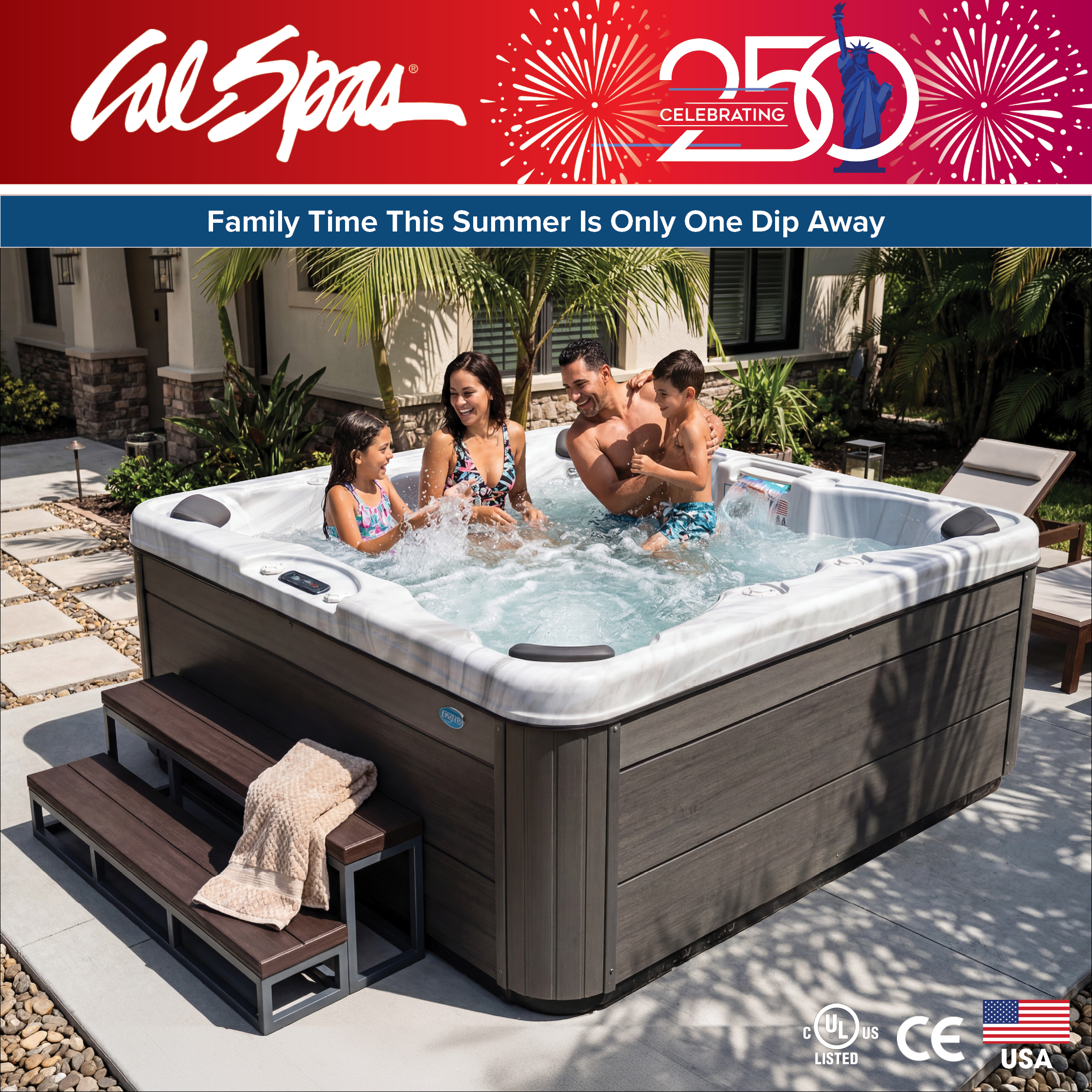 Calspas hot tub being used in a family setting - Lapeer
